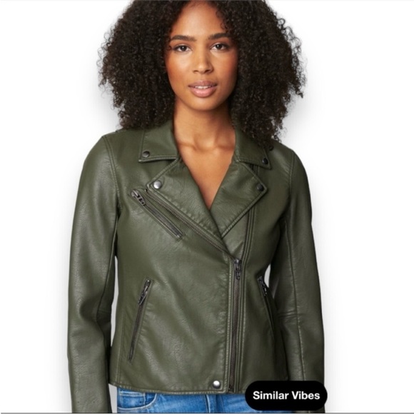 NWT Blank NYC Winning Ticket Vegan Leather Moto Jacket Size Small In Color Green - Picture 1 of 10